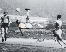 Pele signed part-colourised 16 by 20in.