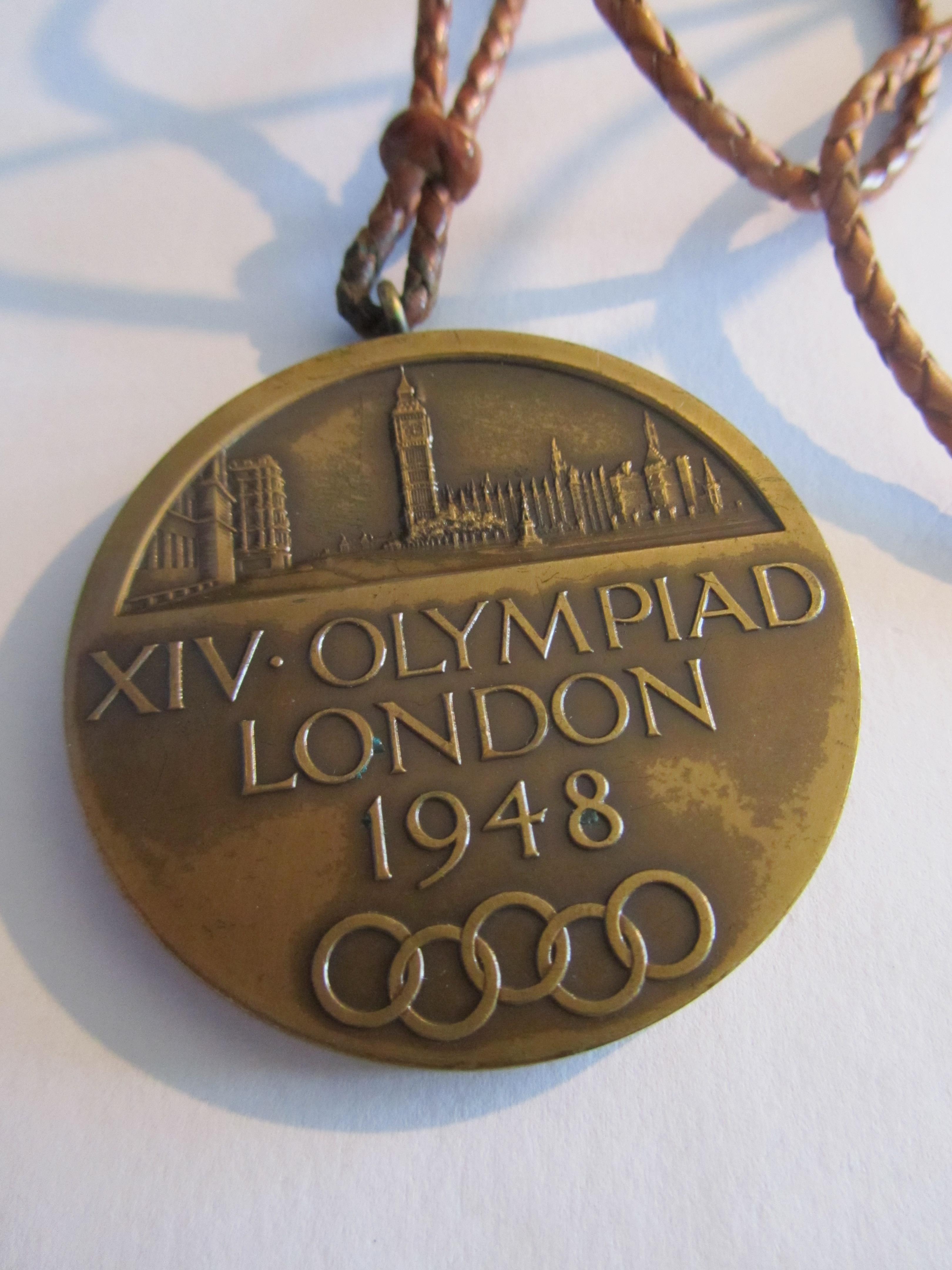 London 1948 London Olympic Games participant's medal, designed by B Mackennal, - Image 3 of 5