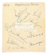 Manchester United Busby Babes autographs, an album page signed in ink by Wood, Edwards, Byrne,