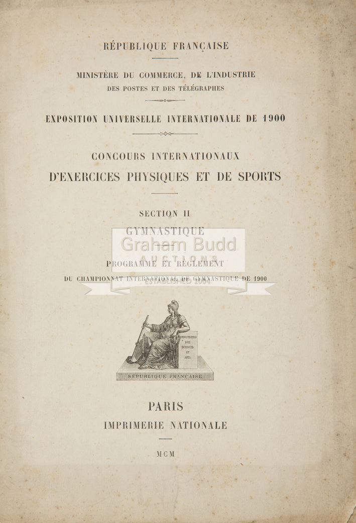 A rare 1900 Paris Olympic Games Programme for Gymnastics, the booklet programme in French language,