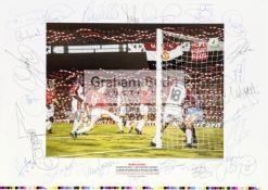 Autographed "Barcelona" print of Ole Gunnar Solskjaer's winning goal in Manchester United's 1999