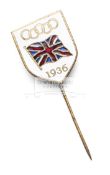Berlin 1936 Olympic Games Great Britain team lapel badge, enamel Union Jack on a white ground,