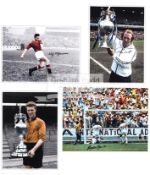 A collection of 48 autographed photographs of footballers, 16 by 12in. photographs and 18 by 12in.