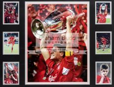 Steven Gerrard signed Liverpool FC 2005 Champions League Final celebration photographic framed