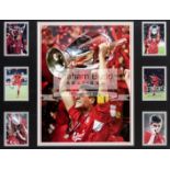 Steven Gerrard signed Liverpool FC 2005 Champions League Final celebration photographic framed