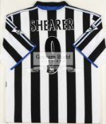 Alan Shearer black & white striped Newcastle United jersey season 2003-04,