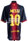 Lionel Messi signed Barcelona replica jersey, signed to the reverse No.