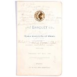 Autographed London 1908 Olympic Games menu for a Banquet to Competitors and Officials,