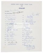 British Lions to South Africa 1968 Rugby Union official Autograph team sheet,