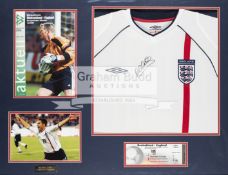 Michael Owen signed England 5 Germany 1 framed display,