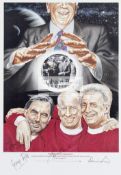 Autographed "The Sorcerers three Apprentices" European Footballers of the Year print,