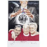 Autographed "The Sorcerers three Apprentices" European Footballers of the Year print,