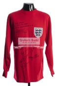 Signed England 1966 World Cup Final replica jersey, 10 signatures,