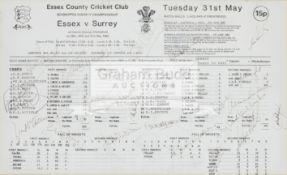 Fully-signed official scorecard for Essex v Surrey, May 1983, County Championship,