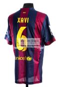 Xavi signed Barcelona 'Farewell' commemorative jersey, inscribed GRACIES XAVI, 23 MAIG 2015,