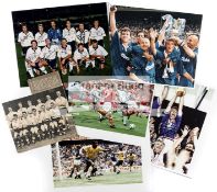 A group of six signed football photographs,