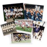 A group of six signed football photographs,