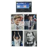 Signed photographs of five England managers, comprising: Bobby Robson, Graham Taylor,