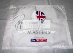 British Masters & PGA Championship golf pin flags signed by Justin Rose and Alex Noren,
