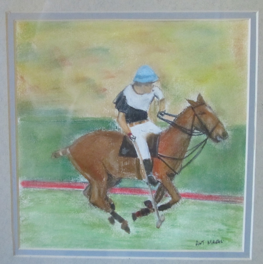 Dale Wilson (American) polo players, watercolour on artists board, signed lower right margin, - Image 3 of 6