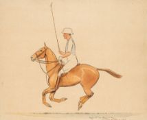 A watercolour by Robert de Coninck (French, 1885-1937) titled "Polo de Biarritz 1930", signed,