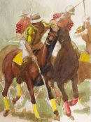 A watercolour by Frank Ashley Nelson (American, 1920-2007) of a polo match,