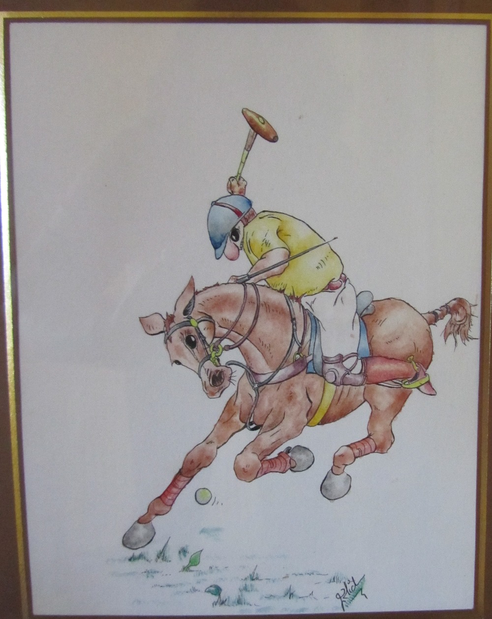 Dale Wilson (American) polo players, watercolour on artists board, signed lower right margin, - Image 4 of 6