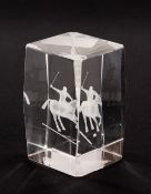 Seven crystal block paperweights engrave