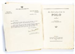 A rare signed copy of 'An Introduction to Polo' by "Marco" [Lord Louis Mountbatten],