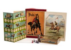 A trio of Polo collectables, comprising "Polo" a vintage dice and board game,