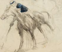 A drawing of a polo pony & player by Joh