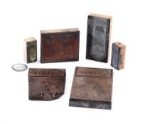 A collection of six copper printers blocks featuring Polo,