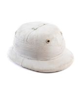 A white polo helmet, originally owned by