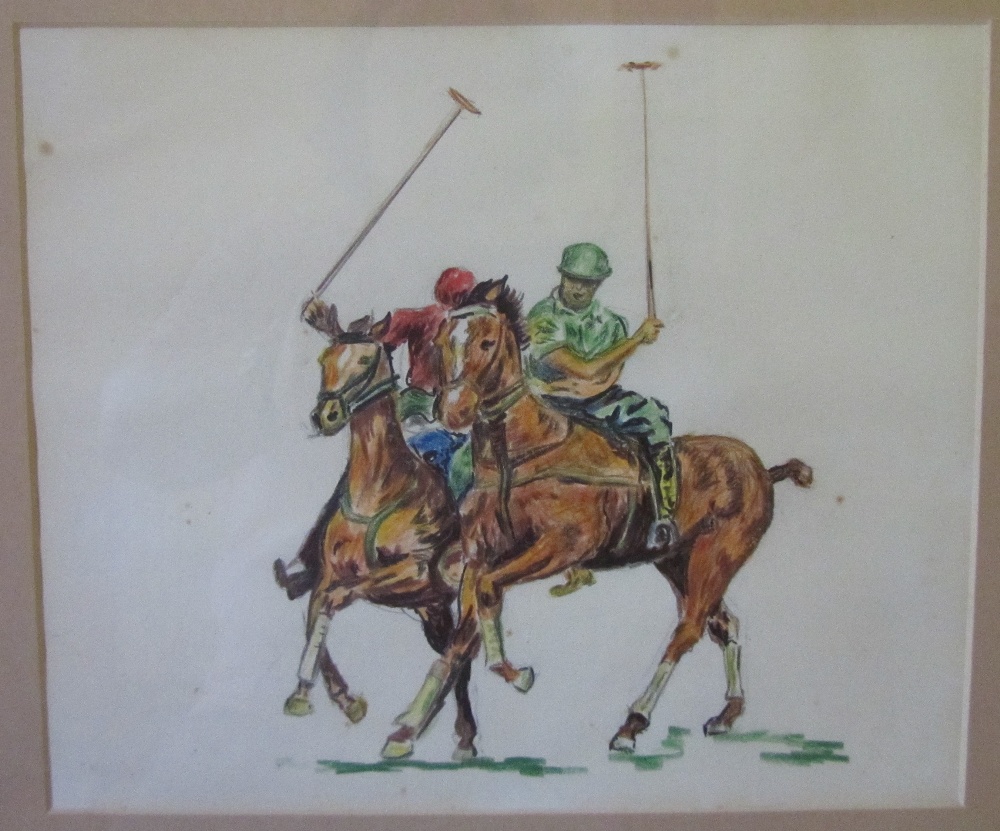 Dale Wilson (American) polo players, watercolour on artists board, signed lower right margin, - Image 5 of 6