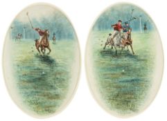 A pair of polo watercolours by Bertram Rowland (British, 19th/20th century),