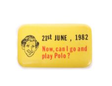 A polo pin badge featuring H.R.H.