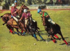 Lithograph titled "Polo at Deauville" by Henry Koehler (American, born 1927), signed artist's proof,