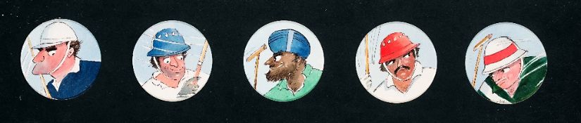 Caricatures of five polo players from the "Country Cartoon" series by the artist Guy, British,