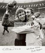 A large b&w photographic print signed by Sunderland manager Bob Stokoe and his 1973 F.A.