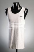 Michael Johnson signed white Nike running vest,