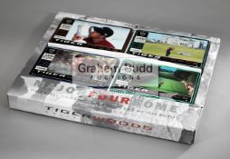 Tiger Woods Major Foursome souvenir boxed set of four tins of golf balls,