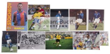 A group of ten signed photographs of International footballers, comprising Laurent Blanc,