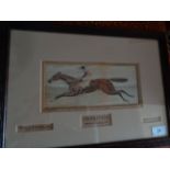 Rare and large stevengraph of the 1881 Derby winner Iroquois with Fred Archer up, silk picture,