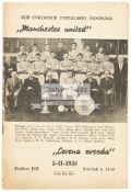 Red Star Belgrade v Manchester Utd programme 5 February 1958,