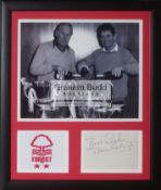 Brian Clough Nottingham Forest signed & framed display, measuring 40 by 33cm.