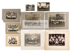 Seven vintage photographs of football teams, including Harrow School, Wembley Hill FC in 1929-30,