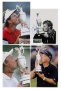 Twelve signed photographs of Open Golf winners, comprising a mix of 12 by 8in. and 10 by 8in.