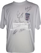 England retro home shirt signed by 8 former players, Gary Lineker, Paul "Gazza" Gascoigne,