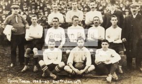 Postcard with photographic portrait of the Tottenham Hotspur team taken before the FA Cup 1st round