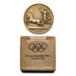 St Moritz 1928 Winter Olympic Games participant's medal awarded to Andre Poplimont,